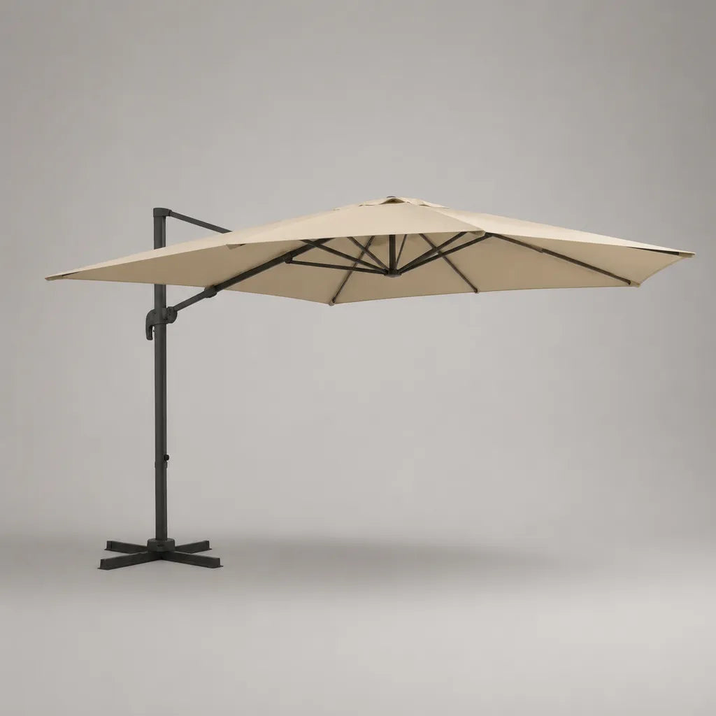 Ombrellone deportato rettangolare 400 × 300 × 260 cm, tela beige, mastro di alluminio antracite