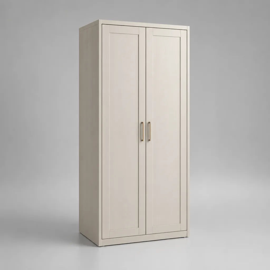 Set di 2 pezzi – MDF armadio a due porte e pannello a particelle, bianco rotto, 90 × 52 × 190 cm