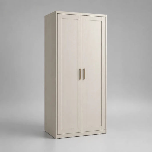 Set di 2 pezzi – MDF armadio a due porte e pannello a particelle, bianco rotto, 90 × 52 × 190 cm